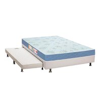 Cama Box c/Auxiliar Casal: Colchão Espuma Castor D45 Sleep Max + Base CRC Courano White(138x188)