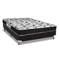 Conjunto Box Casal: Colchão Espuma Luckspuma D45 Gran Luck Black Pró Saúde + Base CRC Suede Black(138x188)