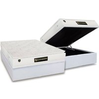 Conjunto Box Baú Casal: Colchão Molas Luckspuma Ensacadas Satisfaction Plus White + Base CRC Courano White (138x188)