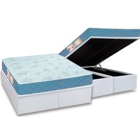 Conjunto Box Baú King: Colchão Espuma Castor D45 Sleep Max + Base CRC Courano White(193x203)