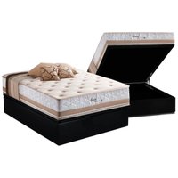 Conjunto Box Baú Casal: Colchão Molas Herval Maxspring Spain + Base CRC Suede Black(138x188)