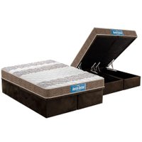 Cama Box Baú Queen: Colchão Anatômico Probel D33 / Guarda Costas PróIntense Double Face + Base CRC Suede Brown(158x198)