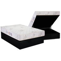 Conjunto Box Baú Casal: Colchão Espuma Luckspuma D33 Supreme Floral + Base CRC Suede Black (138x188)