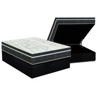 Cama Box Baú Casal: Colchão Molas Orthoflex Bonnel Venezia + Base CRC Suede Black(138x188)