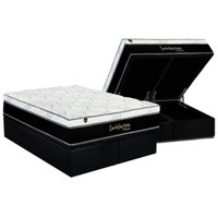 Conjunto Box Baú Queen: Colchão Molas Luckspuma Visco Ensacadas Lucksfaction Black + Base CRC Suede Black (158x198)