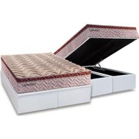 Conjunto Box Baú King: Colchão Molas Paropas Ensacadas Esplêndido Bordô + Base CRC Courano White (193x203)