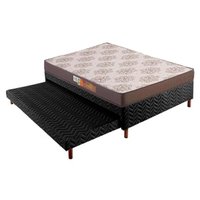 Conjunto Box Casal: Colchão Espuma Polar D28 Pérola Gray + Base CRC Rústico Black(138x188)