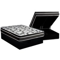 Conjunto Box Baú Queen: Colchão Espuma Luckspuma D45 Gran Luck Pro + Base CRC Suede Black(158x198)