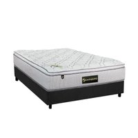 Cama Box Casal: Colchão Molas Luckspuma Bonnel Trade + Base CRC Suede Gray(138x188)