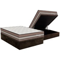 Conjunto Box Baú Casal: Colchão Molas Orthoflex Ensacadas Seleto + Base CRC Suede Brown (138x188)