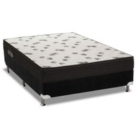 Cama Box Casal: Colchão Espuma Ortobom D45 Light Saúde Ortopilow + Base CRC Suede Black(138x188)