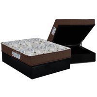 Cama Box Baú Casal: Colchão Anatômico Ortobom D45 ISO 150 Mega Firme + Base CRC Suede Black (138x188)