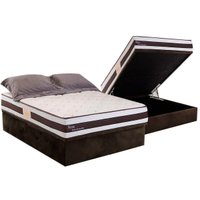 Conjunto Box Baú Casal: Colchão Molas Herval Ensacadas Ness + Base CRC Suede Brown (138x188)