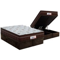 Conjunto Box Baú King: Colchão Molas Probel Ensacadas ProDormir Miami + Base CRC Suede Brown (193x203)