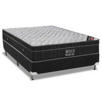 Cama Box Casal: Colchão Molas Ortobom Nanolastic Airtech Progressive + Base CRC Suede Black(138x188)