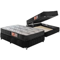 Conjunto Box Baú Casal: Colchão Espuma Paropas D33 Pasquale + Base CRC Suede Black (138x188)