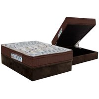 Cama Box Baú Casal: Colchão Espuma Ortobom D45 / EP ISO 150 Mega Firme + Base CRC Suede Brown(138x188)