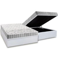 Cama Box Baú Casal: Colchão Espuma Anjos D33 Orthosono + Base CRC Courano White(138x188)