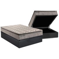 Conjunto Box Baú Casal: Colchão Molas Paropas Ensacadas Esplêndido Bordô + Base CRC Suede Gray (138x188)