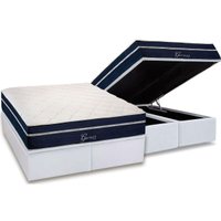 Conjunto Box Baú Queen: Colchão Molas Polar Ensacadas Garnet + Base CRC Courano White (158x198)