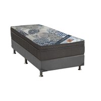 Cama Box Solteiro: Colchão Molas Ortobom SuperPocket ISO Firme + Base CRC Suede Gray(78x188)
