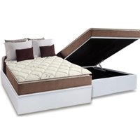 Cama Box Baú Casal: Colchão Ortopédico Anjos D28 / AG65 Star Pillow Top + Base CRC Courano White(138x188)