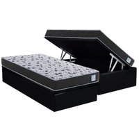 Conjunto Box Baú Solteiro: Colchão Espuma Herval Compact AG 65 / Ag Biello + Base CRC Suede Black (88x188)
