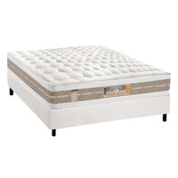 Cama Box Casal: Colchão Molas Castor Pocket Silver Star Air Double Face + Base CRC Courano White(138x188)
