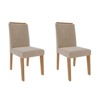 Kit 2 Cadeiras Sala Jantar Nicole 2 Un Savana-Nature/Suede Nude Bege - Cimol