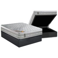 Conjunto Box Baú Casal: Colchão Molas Castor Ensacadas Premium Gel + Base CRC Suede Gray (138x188)