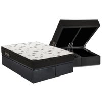 Conjunto Box Baú King: Colchão Espuma Ortobom D45 Light Saúde OrtoPillow + Base CRC Suede Gray(186x198)