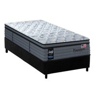 Conjunto Box Solteiro: Colchão Molas Sealy Posturepedic Passion + Base CRC Suede Black(88x188)