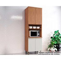 Paneleiro de Cozinha Requinte Torre Quente 1 Forno c/ 4 Portas 71cm Nature/Nature/Areia - Henn