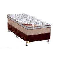 Cama Box Solteiro: Colchão Molas Pocket Ensacadas Castor Revolution Híbrido + Base CRC Suede Brown(88x188)