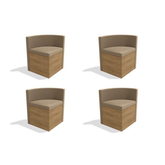 Kit 4 Cadeiras de Cozinha 4CAD800 4 Un Freijó - Assento/Encosto Suede Bege Geométric - Kappesberg