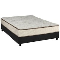 Cama Box Casal: Colchão Molas Luckspuma Bonnel Montreal Spring + Base CRC Suede Gray(138x188)