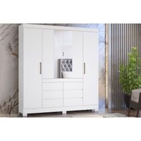 Guarda Roupa 4 Portas (2 c/ Espelho) e 6 Gavetas Cádis Branco - Demóbile