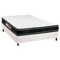 Conjunto Box Casal: Colchão Espuma Castor D33 Black e White + Base CRC Courano White(138x188)