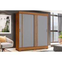Guarda Roupa 2 Portas de Correr e 2 Gavetas c/ Pés Briz B353 Flex Nature/Off White ou Cinza - Henn