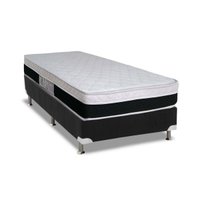 Conjunto Box Solteiro: Colchão Molas Luckspuma Ensacadas Roma + Base CRC Suede Black (88x188)
