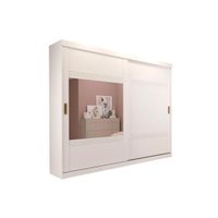 Guarda Roupas 2 Portas de Correr  e 4 Gavetas c/ 1 Espelho Blumenau Branco - Panan