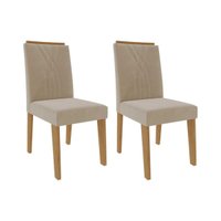 Kit 2 Cadeiras de Cozinha Nicole 2 Un Savana-Nature/Suede Nude Bege - Cimol