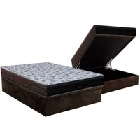 Cama Box Baú Casal: Colchão Anatômico Ortobom D33 ISO 100 Ultra Firme + Base CRC Suede Brown (138x188)