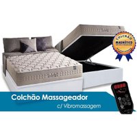 Cama Box Baú Casal: Colchão Molas Anjos Ensacadas c/Vibro Massagem Commodite + Base CRC Courano White(138x188)
