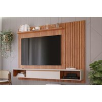 Painel Quarto p/ TV até 65 Pol Bahamas Ripado c/ 1 Porta 215X157cm Cinamomo/Off White - Permóbili