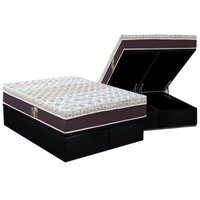 Conjunto Box Baú: Colchão Molas Castor Ensacadas Class Híbrido + Base CRC Courano Black King (193x203)