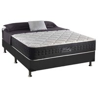 Cama Box Casal: Colchão Molas Anjos MasterPocket Ensacadas Fort Flex + Base CRC Suede Cinza(138x188)