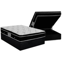 Conjunto Box Baú Casal: Colchão Molas Ortobom Nanolastic Physical Spring + Base CRC Courano Black(138x188)