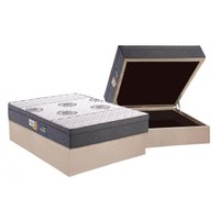 Conjunto Box Baú Casal: Colchão Espuma Polar D45 Pérola + Base CRC Suede Clean (138x188)