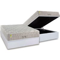 Conjunto Box Baú Casal: Colchão Molas D Angelis Anjos Ensacadas King Best New + Base CRC Courano White (138x188)